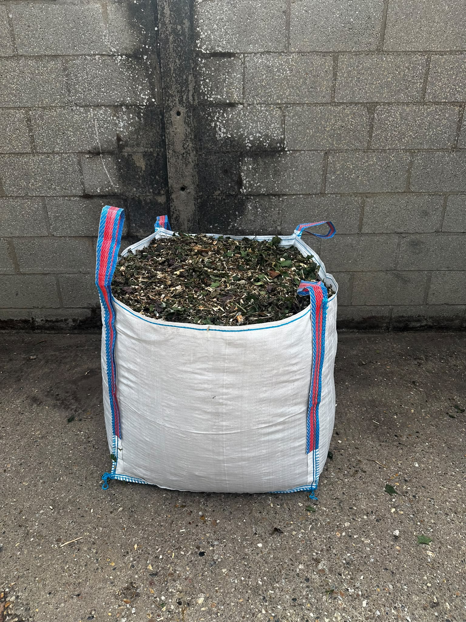 Large bulk bag filled with woodland mulch