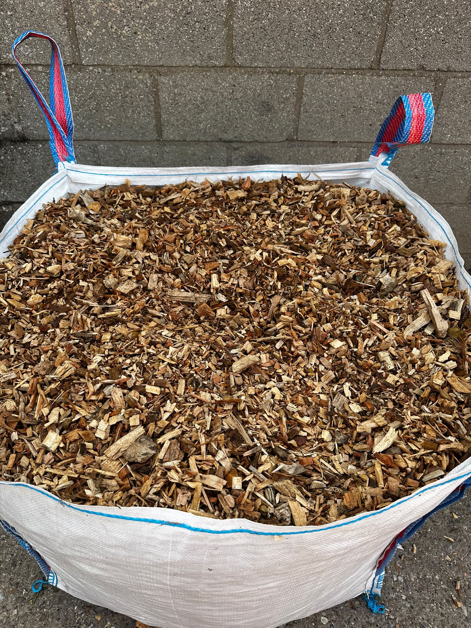 Bulk bag filled with wood chippings